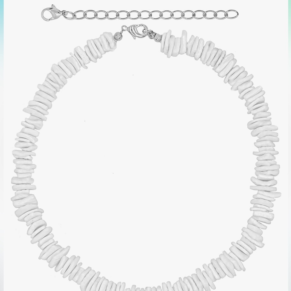 NWT White Puka Shell Necklace, Hawaiian Seashell Necklace, IN MULTI SIZES